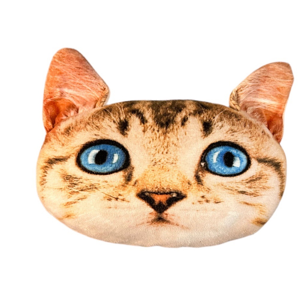 Expressions Plush Blue Eye Kitty Face Pillow soft throw with realistic ears 14”